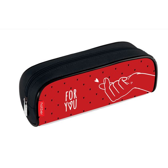 Пенал Hatber 210х80х40мм на молнии мягкий -For you-  в индив.упак. , 